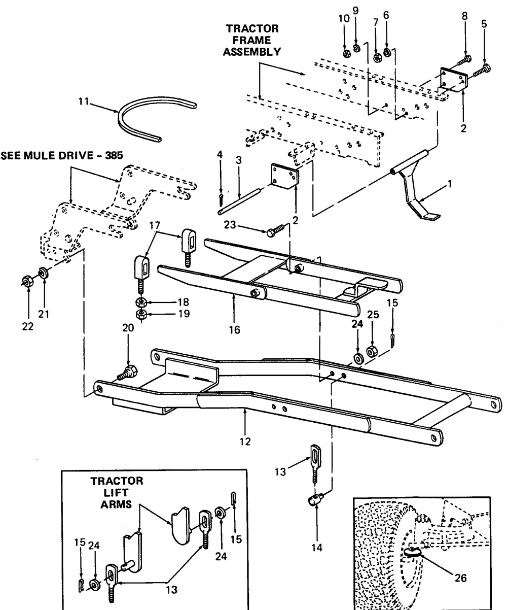 Hitch And Mounting Diagram and Parts List for 374 190100 Cub Cadet Lawn Tractor